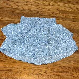 Hollister Light Blue Floral Mini Skirt, Ultra High-Rise